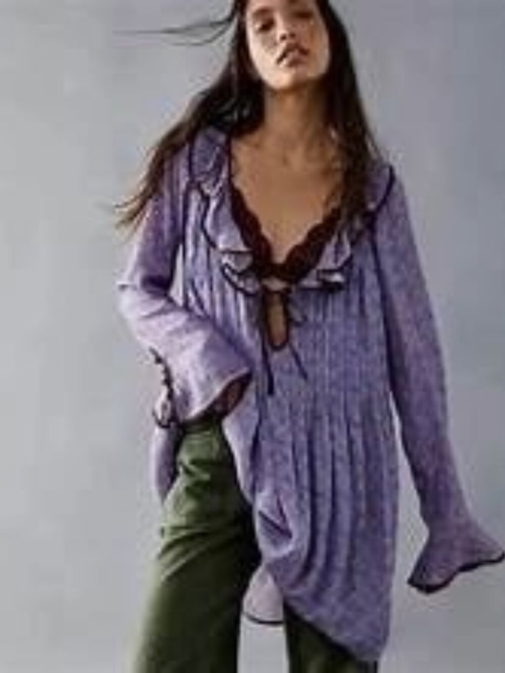 Free People Blossom Baby Tunic Dress –periwinkle – Boho Flowy – Size S